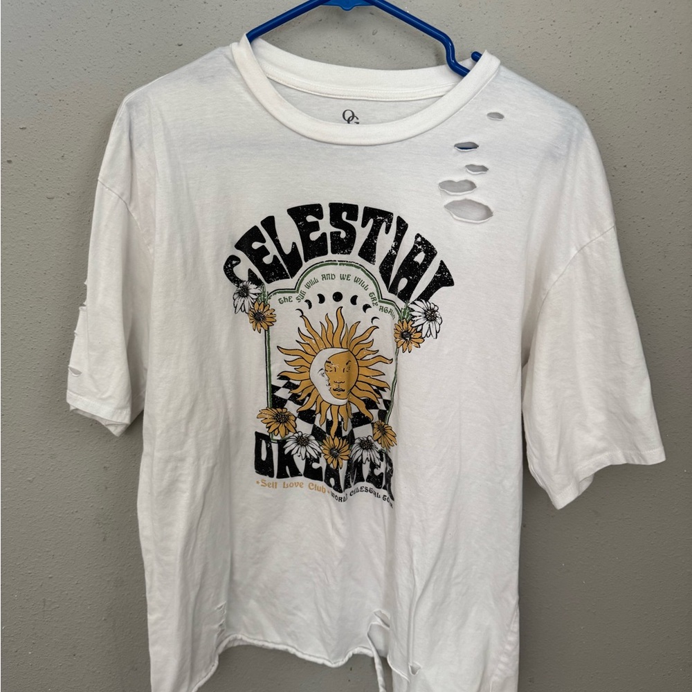 White Celestial Graphic oversized Tee